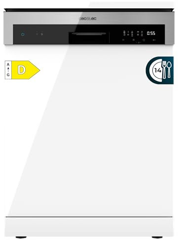Cecotec Lavavajillas Bolero Aguazero 6200 D. 1850 W, 14 cubiertos, 6 programas, Clase D, Dual Zone Wash, Dry+, Turbo Dry+, Media Carga, Comienzo Diferido, Electronic AquaStop, Panel Táctil