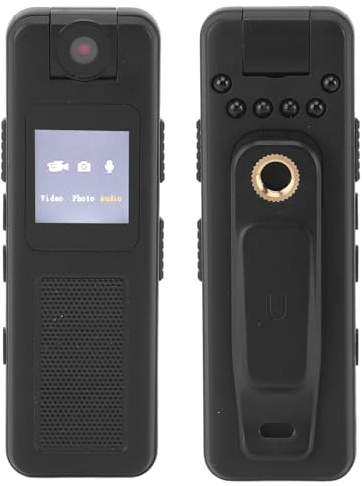 Tbest Bodycam Körperkamera, Polizei-Körperkamera, Audio-Video-Aufzeichnung, Am Körper Getragene Kamera Kleine Kamera mit Magnethalterung, 1080P HD -Infrarot-Nachtsicht-Polizei-Taschen-Camcorder