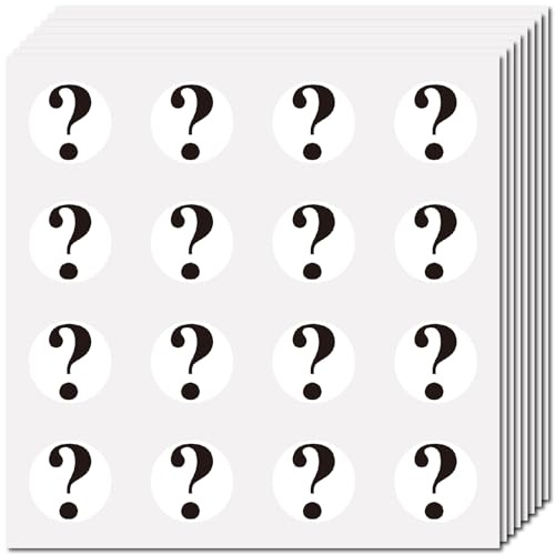 CREATCABIN 128 pz Adesivi Punto Interrogativo Scrapbooking Decalcomania In Plastica Adesivo Autoadesivo Impermeabile Adesivi Rotondi Simbolo Alla Rinfusa Perfetto Insegnanti Calendari Diari 2.5x2.5cm