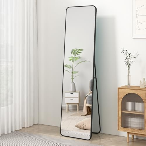 Dee.Romg Spiegel Groß 150x40 cm Standspiegel und Wandspiegel in einem, Ganzkörperspiegel für Wand und Boden, Moderner Mirror in Schwarz Spiegel für Ankleidezimmer, Wohnzimmer, Flur und mehr