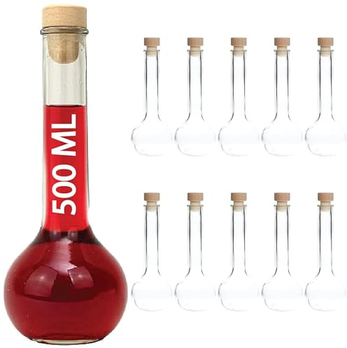 slkfactory TUL-HGK Lot de 10 bouteilles vides en verre 500 ml pour jus, vinaigre, huile, liqueur, vinaigre, huile 0,5 l (10 x 500 ml)
