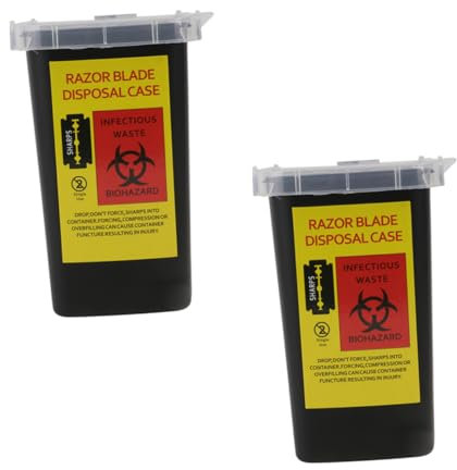 VINTORKY Contenedor Para Cuchillas De Afeitar De Plástico Duradero Tapa, Caja Portátil Para Desecho Seguro De Cuchillas Usadas, Adecuado Para Barberías y Peluquerías, 2 Unidades