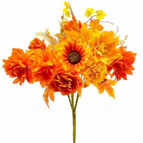 Jadeunm 3 buntar konstgjorda höstblommor konstgjord höstbukett väderbeständig höst