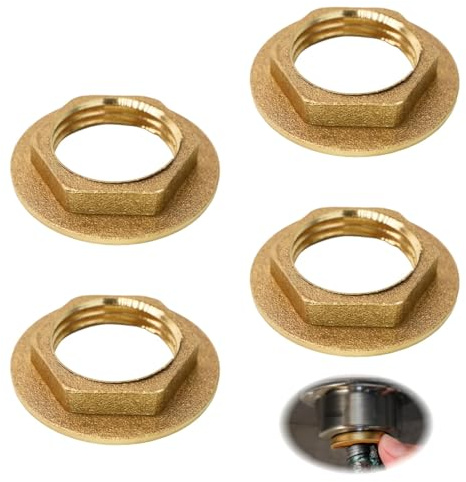 4 tuercas de bloqueo hexagonales con brida, tuerca de brida de 1/2 pulgadas, rosca interior, tuerca hexagonal de latón para grifo, lavabo, accesorios de plomería