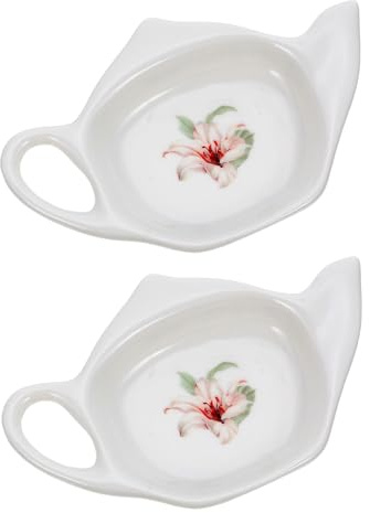 MOLUCKFU 2 pièces Lot de Repose-sachets Thé Céramique Rétro Coupelles Élégantes pour Sachets de Thé Usagés Support Pratique pour Infusion Maison ou Au Bureau
