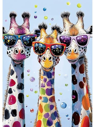 MOTGOM 5D Diamond Painting, Pintura Diamante Jirafas Animales, Diamond Painting Kit Completo Niños Regalo, Manualidades Adultos Para Decoración De Pared Del Hogar 30x40cm