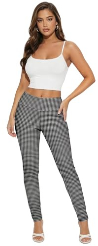 Hybrid & Company Women's Premium Skinny Leggings Stretchy Soft Utility Pants KP44972 10768 Black/Whit M