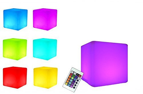 7even LED Diseño Cube 50/LED Bombilla de asiento cubo de luz mesa/IN y Exterior recargable y mando a distancia (IR), 50 cm, 20 cm