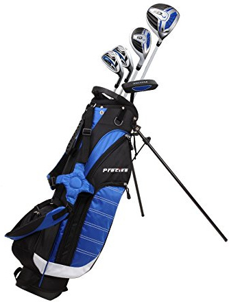 Precise XD-J Junior Complete Kids Golf Clubs Set - Boys & Girls Right Handed Golf Clubs for Kids w/Driver, Hybrid, Irons, Putter, Stand Bag & Headcovers - Youth Golfing Club Set for Ages 9-12 - Blue