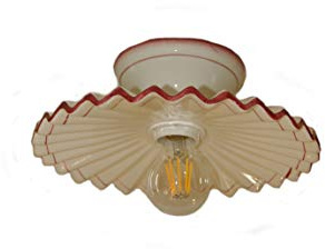 VANNI LAMPADARI- Plafoniera Soffitto Plissè, Lampadario Soggiorno in Ceramica, Plafoniera Bagno Decorata a Mano, Lampadario Camera da Letto Artigianale, Plafoniera Parete, 30 cm, Rosa