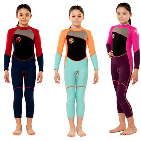 Kids Wetsuit for Girls Toddlers by Scubadonkey | Wetsuit for Kids in 2.5mm Neoprene UPF 50+ | Meets CPSC Safety Requirements (Pink/Purple, 4)