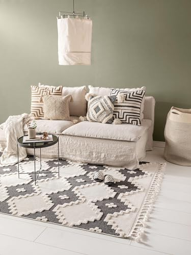 benuta Pop Teppich OYO - Creme 200x290 cm - Eleganter Boho Look Teppich für Schlafzimmer und Wohnzimmer - Maschinengewebt - Für Fußbodenheizung geeignet