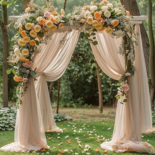 Deep Champagne Wedding Arch Draping Fabric 28 x19FT Sheer Curtain Drapes
