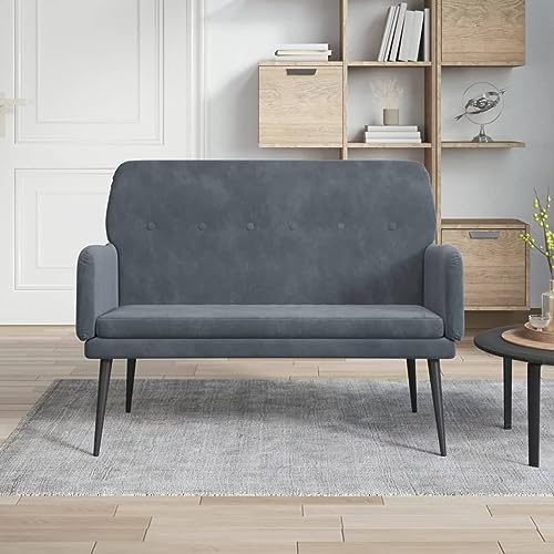 ZEYUAN Banco de Terciopelo Gris Oscuro 108x79x79 cm, Banco Recibidor, Banco Comedor, Bancos para Cocina, Banco Vestuario, Mueble Camper