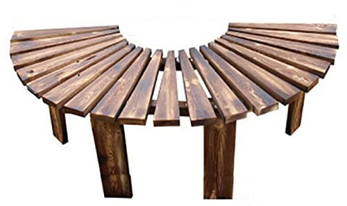 Banco de jardín semicircular de madera, asiento curvado anticorrosión para exteriores, muebles de parque en forma de abanico, elegante taburete de flores para balcones y patios