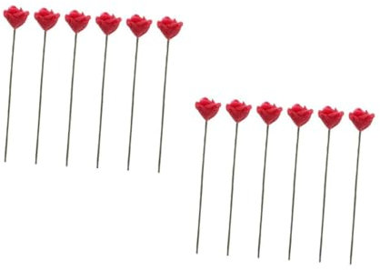 BESTOYARD 12pcs Artificial Roses Miniature Doll House Decorations Simulation Flower Arrangement Supplies