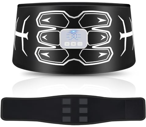 WaJiu ABS Trainer Muscle Stimulator,Washable EMS Muscle Stimulator, Non-Replacing Skin-Friendly Silicone Pad, 6 Mode 30 Intensity Level, Stomach Toning Belt for Men&Women.