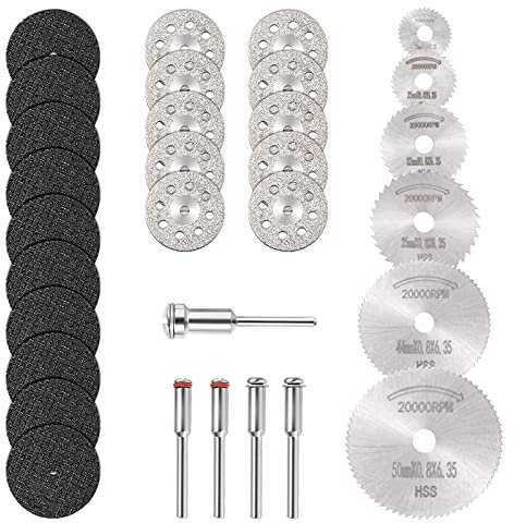 GOXAWEE 30pcs Disques de Coupe pour Outil Rotatif, Mini Disque Diamant à Tronçonner, HSS Roues de Coupe Diamant, Lame de Scie Circulaire, Disque de Coupe en Résine pour Bois, Verre, Plastique
