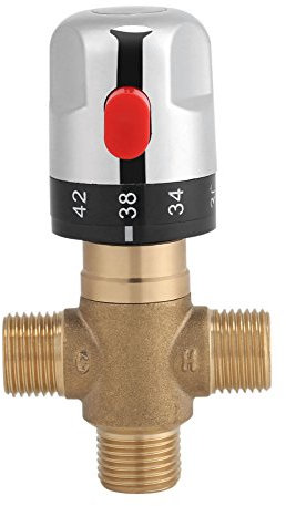 Robinet Mitigeur Thermostatique en Laiton 15mm Robinet température Fixe pour lavabo Cuisine Salle de Bain G1/2 35-45 ℃