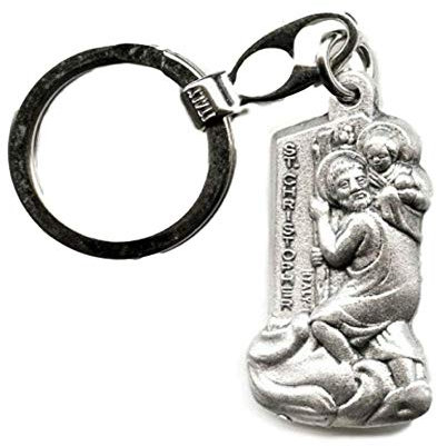 Porte clès Saint Christophe - Porte clefs St Christophe - métal chromé