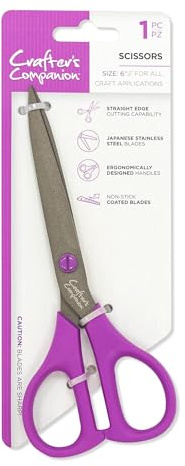 Sharp Craft Scissors for Adults - Japanese Precision Stainless Steel Blades - Non-Stick Teflon Coated - Ergonomic Design - Perfect for Paper, Card, Felt and Fabric - by Crafters Companion (6 Inch)