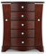 RR ROUND RICH DESIGN Jewelry Box - Made of Solid Wood with Tower Style 4 Drawers Organizer and 2 Separated Open Doors on 2 Sides and Large Mirror Brown