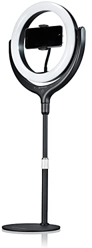 Bresser Luce ad anello con treppiede, supporto per cellulare e dimmer per illuminare video, ritratti e foto del prodotto, nero