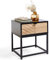 VonHaus Chevron Side Table - Black & Light Wood Effect - 1 Drawer Storage for Living Room - Modern Bedside Cabinet for Bedroom - Industrial Bedside Table with Metal Frame - For Lounge - Dalton