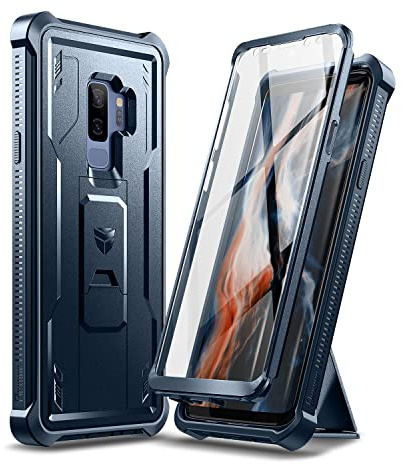 Dexnor Kompatibel mit Hülle Samsung Galaxy S9 Plus, Eingebauter Displayschutz und Ständer, strapazierfähig, militärischer Schutz, stoßfest, Schutzhülle Kompatibel mit Samsung Galaxy S9 Plus, blau