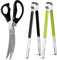 Kitchen Scissors and Tongs Set, Multipurpose Stainless Steel Serrated Sharp Barbecue Scissors and Tongs for Cutting Meat, Chicken, Vegetables, Non-Slip BBQ Tongs Kitchen Shears