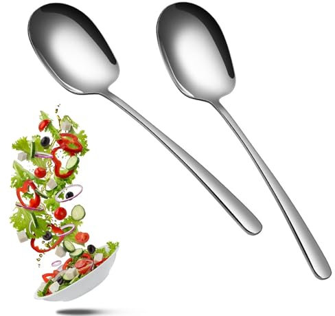 2 cucchiai da portata in acciaio inox con manici lunghi per grandi banchetti da cucina, 29 cm