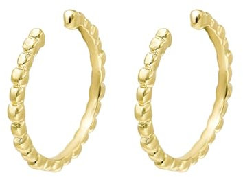 AMDXD Pendientes de oro 375 de 9 quilates para mujer, de oro auténtico, en forma de C, pendientes de oro de 9 quilates, estilo Art Nouveau, Oro amarillo de 9 quilates (375), Sin circonita