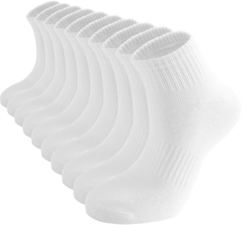 ACCFOD Womens White Ankle Socks Thin Cotton Gym Socks Athletic Mini Crew Socks 5-9