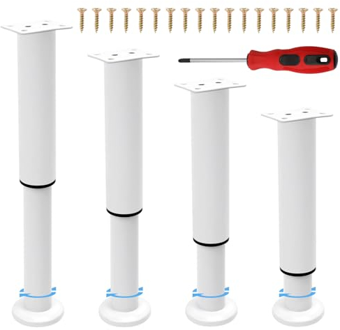 Ticeed Piedini per Mobili Regolabili, 4 Pcs Gambe per Mobili in Acciaio Kit di Gamba per Mobili 19.2-30cm Nero Piedini per Armadio Letto Divano