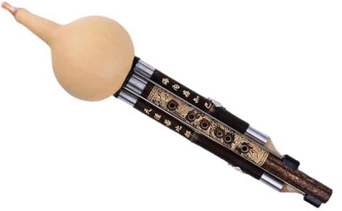 Trärörsinstrument, nationella musikinstrument Hulusi flöjt kinesisk handgjord traditionell hulusi Cucurbit flöjt med fodral och kinesisk knut(Bb Key)