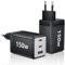 FINIBO 150W USB C Ladegerät: 3-Port GaN Super Schnellladegerät, Tragbarer USB C Netzteil für MacBook, ipad, iPhone 16/15 und mehr（2-Pack）