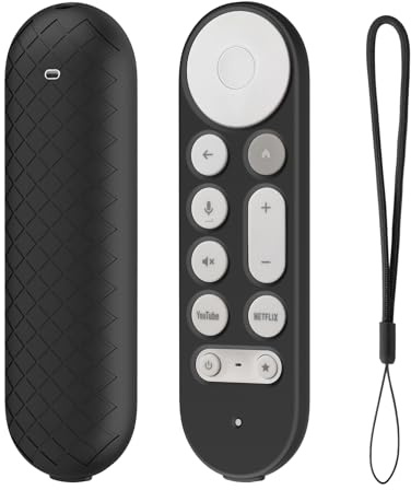 FTRONGRT Funda Compatible con Google TV Streamer 4K 2024, Ultrafino y Ligero, Anti-Caída, Anti Choques, Funda Protectora de Silicona Suave para Mando a Distancia.Negro