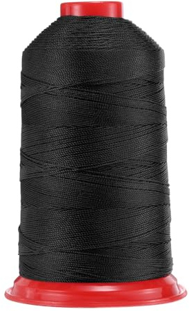 QUARKZMAN 700 Iarde Filo da Cucire in Nylon Legato Dimensione 840D/3 Filo da Cucire in Nylon per Arredamento Resistente per Esterno per Macchine da Cucire Pelle Jeans E Tessitura Nero