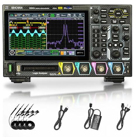 RIGOL MHO954 Osciloscopio Digital, 500MHz, 4GSa/s, 12-bit, 4+16 Canales, Wi-Fi & Bluetooth, Alimentación Type-C, AFG opcional, Ultraportátil