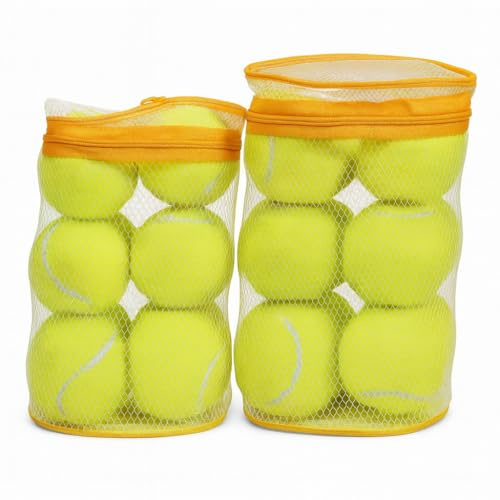 BURAKH 12 Pack Tennis Balls with Carry Bag, Durable Practice Tennis Balls for Training, Outdoor Sports, Cricket, Beach Games & Dog Play