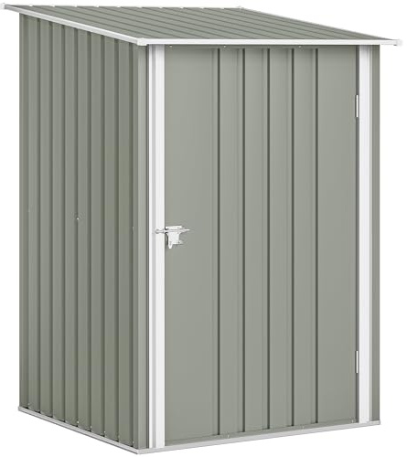 Outsunny Casetta da Giardino 0.92m² Acciaio Zincato, Grigio Chiaro