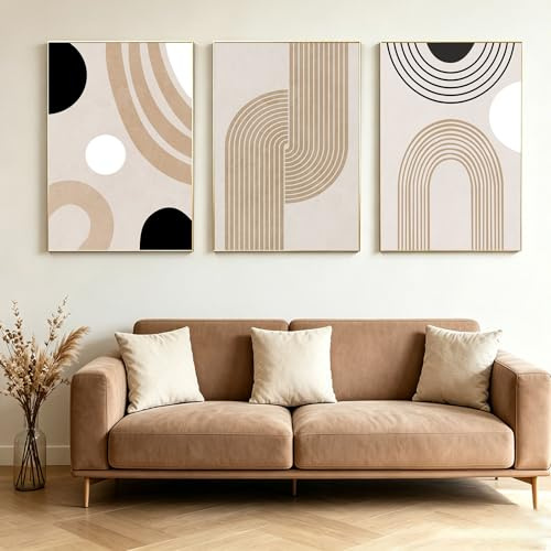 JLCZBT 3 imágenes en lienzo, gráficos geométricos minimalistas de pared, líneas abstractas, lienzos, sala de estar, decoración de pared, impresiones artísticas, sin marco (geométrico B, 40 x 60 cm)