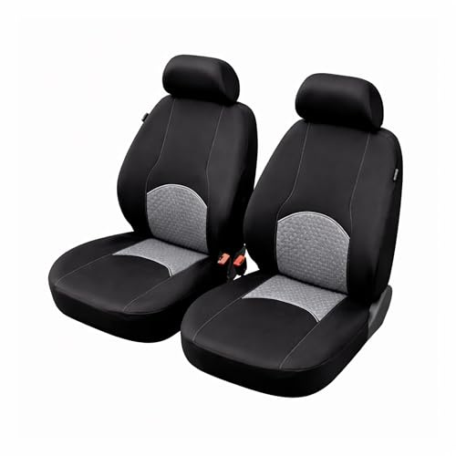 Funda Asiento Coche Delantero (Pack 2 Unidades) con Reposacabezas Coche, Protector Asiento Coche Delantero, Fundas Asientos Coche Universales, Cubre Asientos Coche, Compatibles con Airbags Laterales