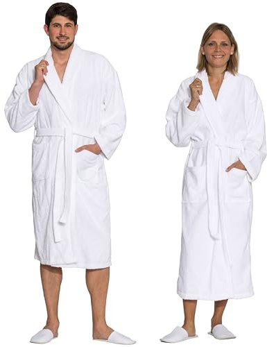 ZOLLNER Bademantel lang - hautfreundlich und super saugstark - für Damen und Herren - Baumwolle - Größe S - weiß - waschbar bis 95°C - Hotelqualität - Oeko Tex® zertifiziert
