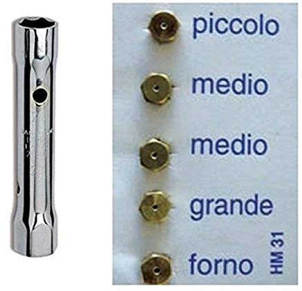 IL CAMPO RICEL SUD ** 5 UGELLI PER GAS METANO PASSO 6 MB + CHIAVE A TUBO N 6/7 PER CUCINE GAS NARDI LOFRA FOSTER NARDI REX TECNOGAS GLEM GAS FRANKE CANDY HOOVER ARISTON INDESIT SMEG 2 MEDI