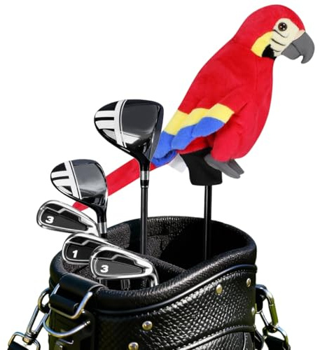 Scott Edward - Copri-golf con testa di animale, adatto per conducenti, legno da fairway, per cani adorabili e funzionali (autista, pappagallo)