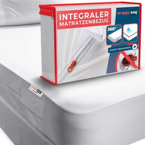 Wrappybag Matratzenschoner Wasserdicht – Matratzenhülle Anti-Bettwanzen & Milben – Matratzenschutz ohne Chemikalien – Weiche Baumwolloberfläche – 140 x 200 x 20