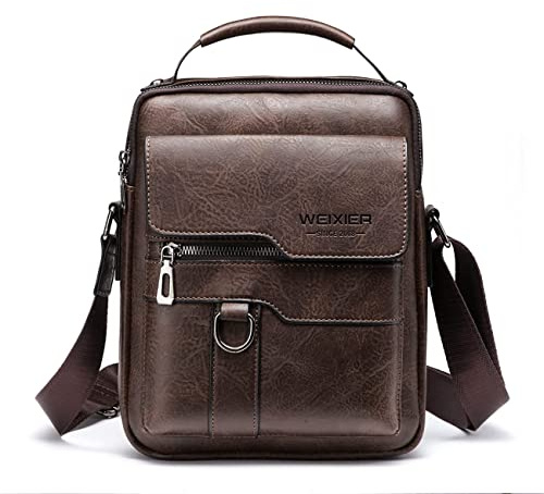 Bolsos Bandolera para Hombre Bolso Bandolera de Viaje Bolsa de Mensajero Bandolera piel Honda Vintage Impermeable Pequeña Bolsa Adecuado para Ocio, Festivales y Viajes.- Resistente al Agua (Marrón 1)