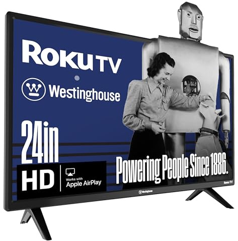 Westinghouse Roku TV - 24 Inch Smart TV, HD Television with Wi-Fi Connectivity and Mobile App, Flat Screen, Bluetooth, Compatible with Apple AirPlay, Alexa and Google Assistant