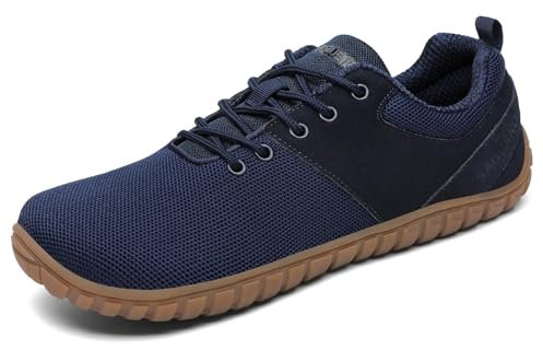 SAGUARO Barfußschuhe Wish Ⅰ- Herren Damen Knit Barfußschuhe - Breite Zehen Barfussschuhe - Outdoor Flexibel Barfuss Schuhe - Leicht Barfuß Zehenschuhe - Minimalistische Mit Zero-Drop Blau, Gr.45